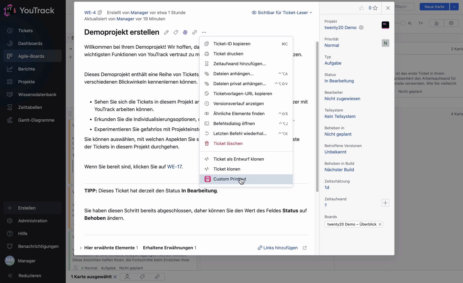 Custom Printout Demo